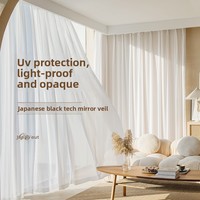 Rideau Voilage Épais Effet Fantôme Style Moderne Fixation Murale Toutes Saisons Japonais Thermique Anti-UV Filtrant la Lumière Intimité pour la Maison