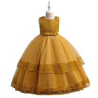 Robe de bal maxi courte blanche florale sans manches pour filles, robe de cérémonie d'été pour enfants, robe élégante à traîne fleurie