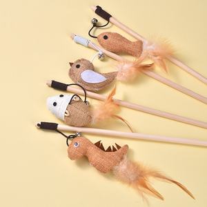 Juguete interactivo de madera duradero para gatos con campana de plumas y caña de jugar, para felinos teaser para gatos domésticos, divertido bastón de madera de lino, palo de juguete para gatos - Product Image 5