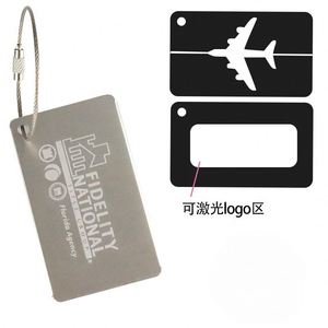 Étiquettes de bagage personnalisées en aluminium avec logo, boucle en fil d'acier inoxydable et découpe avion, pour identification nominative, en gros - Product Image 3