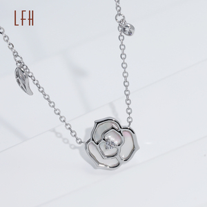 Venta al por mayor joyería fina oro blanco forma de flor 18K oro <span class=keywords><strong>real</strong></span> joyería collar CZ 18K oro blanco ajustable Rosa flor collar - Product Image 5