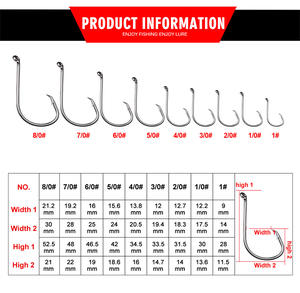 100pcs Vikinger Octopus Baitholder Hameçons de pêche 1 #-8/0 # Long Shank J Hooks Circle Hooks - Product Image 3