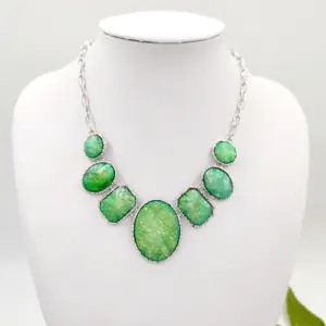 2020热销批发波西米亚风格彩色树脂珠宝项链绿色几何项链
