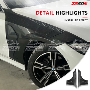 Ailes avant ventilées en fibre de carbone véritable style VE pour BMW Série 3 G20 G28 LWB 330i M340i Berline, panneau d'aile brillant en 2 parties, 2019+ - Product Image 6
