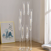 Centre de table en acrylique transparent à 8 bras, chandelier, porte-bougie en acrylique pour cérémonie de mariage