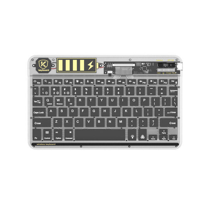 Transparent Blue Tooth Keyboard Mobile Phone Tablet Three Device Switch Wireless Charging Illuminated Keyboard