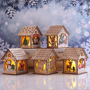 <strong>Christmas</strong> <strong>Decorative</strong> Wooden Cabin Ornaments, LED Illuminated Cabin Handicrafts, Suitable For Giving As Gifts During Festivals. - Product Image 2