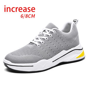 Chaussures de sport décontractées respirantes et tendance pour hommes, nouveau modèle à coupe basse en tissu avec rehaussement de 8 cm et design à trous intérieurs en maille - Product Image 1