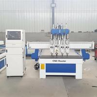 Machine CNC à bois multi-têtes pour gravure, découpe et sculpture – Équipement pour la fabrication de meubles, portes d'armoires et enseignes en bois