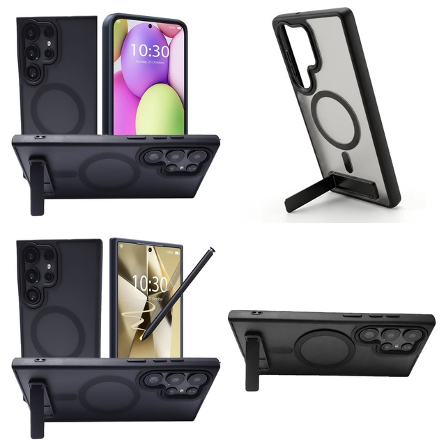 Magnetic Semi-Transparent Skin-friendly Stand Case for Samsung Galaxy S26 Ultra S25 S24 S23 S22 Dustproof Cover with Holder