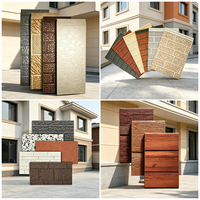 Panneaux sandwich isolants en métal sculpté PU, beige stuc, gris foncé, blanc et pierre mouchetée, pour façade extérieure de maison résidentielle