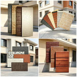 Panneaux sandwich isolants en métal sculpté PU, beige stuc, gris foncé, blanc et pierre mouchetée, pour façade extérieure de <span class=keywords><strong>maison</strong></span> résidentielle - Product Image 2