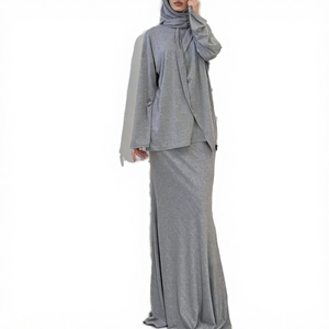 Miden International Nouvelle Conception Eid Musulman Robe Femme 2 Pièces en Lin Grande Taille Mode Modeste Hijab Ethnique Islamique Élégant - Product Image 4