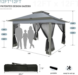 Gazebo de jardin <span class=keywords><strong>12x12</strong></span>, tente pliante avec moustiquaire et sacs de sable en solde - Product Image 2