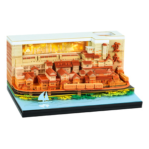 Bloc-notes 3D avec calendrier, décoration de bureau en forme de grotte Hongya, boîte <span class=keywords><strong>à</strong></span> lumière LED, bloc-notes, porte-stylo, papeterie, souvenir de voyage, cadeau - Product Image 1