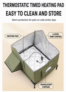 Casa para Mascotas Impermeable con Calefacción, Cama para Gatos de Interior y Exterior, Caseta Cerrada para Animales Pequeños, Uso en Invierno - Product Image 5