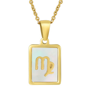 Nuova conchiglia bianca senza appannamento in oro 18 carati placcato PVD <span class=keywords><strong>astrologia</strong></span> collana in oro <span class=keywords><strong>zodiaco</strong></span> per donne ragazze - Product Image 6