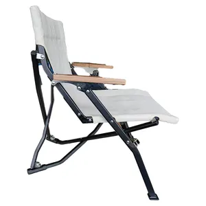 Silla plegable de metal de gran tamaño con respaldo bajo Silla de camping para exteriores con dormitorio