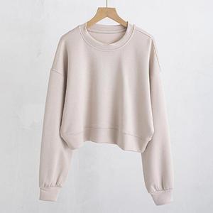 2025 da donna top corti tinta unita felpe <span class=keywords><strong>Oversize</strong></span> larghe da donna a tracolla girocollo Casual top corti - Product Image 5