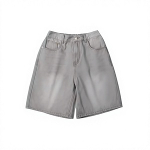 Shorts en jean gris à taille haute et coupe droite pour homme, en coton, décontractés, pour l'été - Product Image 2