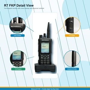 Radio Bidireccional Digital Motorola MOTOTRBO R7 FKP VHF UHF IP68 con Teclado Completo, Walkie Talkie Portátil <span class=keywords><strong>para</strong></span> Distribuidores, Suministro al por Mayor - Product Image 2
