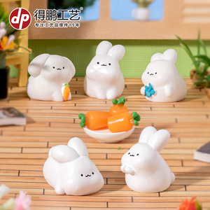 Figurines de lapins miniatures en résine Dp Craft, décorations d'animaux mignons, accessoires de bureau pour enfants et adultes - Product Image 3