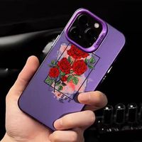Coque de téléphone portable INS Rose Rouge Colorée Argentée pour iPhone 16 Plus 15 17 Pro Max, Coque Arrière Transparente IMD