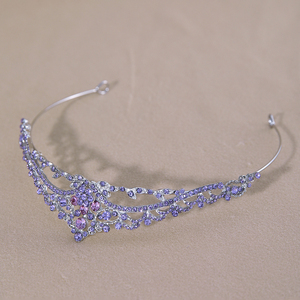 Diadème Couronne Princesse Lavande Violette en Strass Argenté pour Filles et Femmes – Idéal Mariage, Bal de Promo, Première <span class=keywords><strong>Communion</strong></span>, Concours de Beauté, Bandeau - Product Image 4