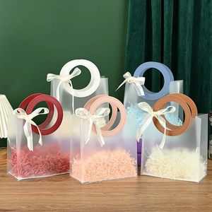 Manufacture PP Bag <b>Ribbon</b> Plastic Bulk Transparent PP Shopping Bag Clear Gift PP Bags With Handles - Product Image 2