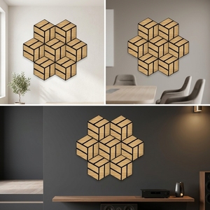 Panel Acústico Hexagonal Ecológico de Chapa de Madera, Panel Acústico de Chapa de Madera con PVC Ignífugo para Hoteles y Hogares - Product Image 5