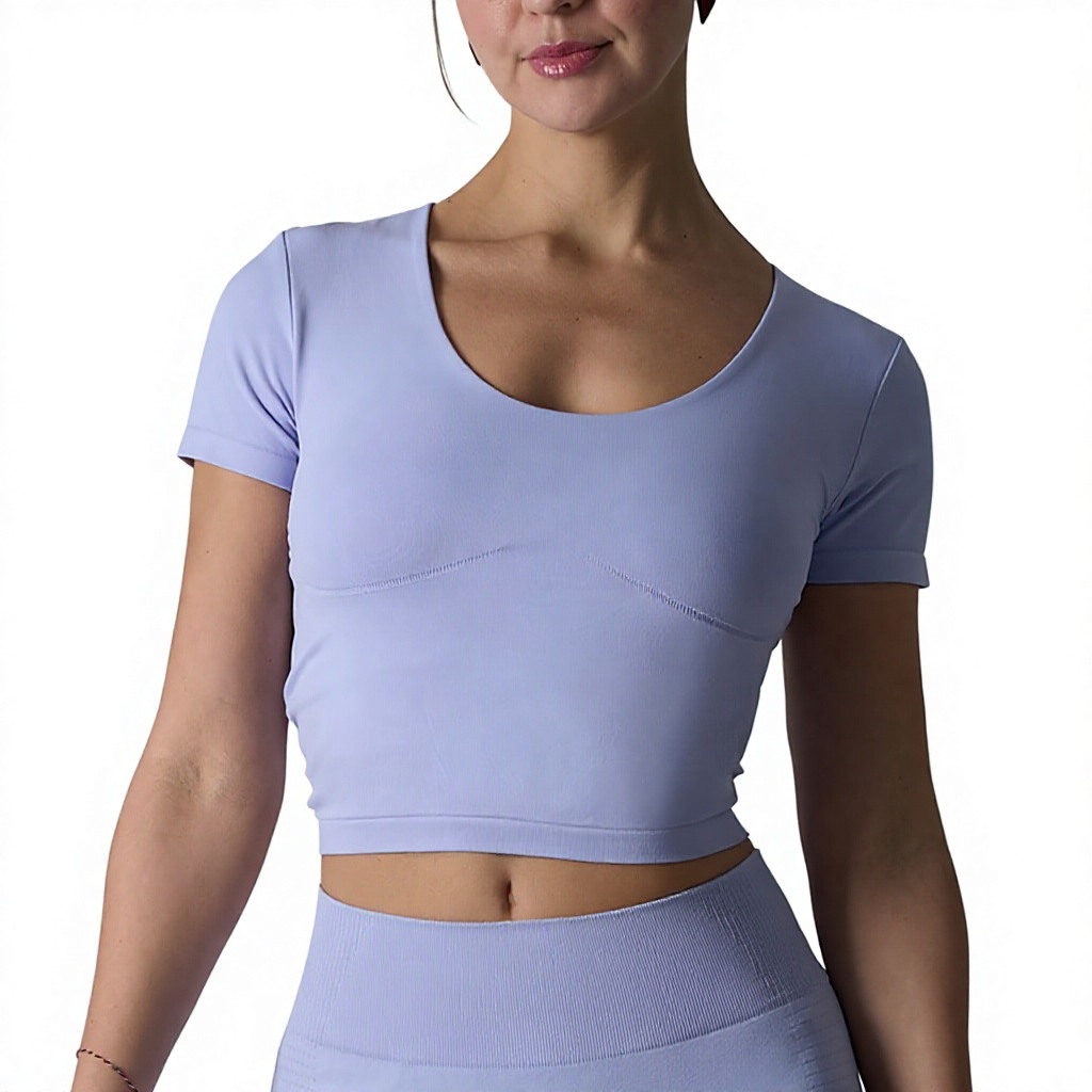 Seamless Yoga Top for Women Breathable Short Sleeve Fitness Workout Activewear
