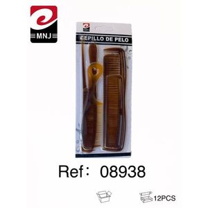 MNJ Hair Comb Set 3Pcs Brown Plastic For Daily Use - Product Image 1