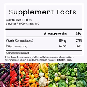 Tabletas de Hierro OEM ODM, Apoyan la Salud del Sangre y los Músculos, Refuerzan la Función Cognitiva, Apoyan el Sistema Inmunitario, Veganas, Sin OMG, Sin Gluten - Product Image 3