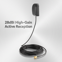 Antenne GPS active à gain élevé 28dBi 1575.42MHz 1602MHz étanche omnidirectionnelle SMA pour traceur de véhicule, bateau, navigation automobile