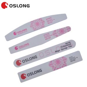 Factory Wholesale 100/180 pink Half Moon Double Sided Flower Pattern High Quality Sponge <b>Nail</b> <b>File</b> for <b>Nail</b> - Product Image 1