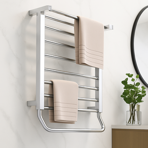 <span class=keywords><strong>Radiateur</strong></span> chauffe-serviettes mural électrique <span class=keywords><strong>haut</strong></span> <span class=keywords><strong>de</strong></span> <span class=keywords><strong>gamme</strong></span> moderne en acier inoxydable finition chromée pour usage hôtelier - Product Image 1