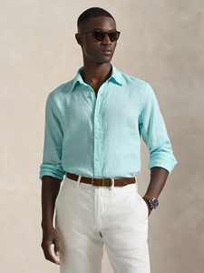<span class=keywords><strong>Camicia</strong></span> Vintage RL Raff Logo Primavera/Autunno in <span class=keywords><strong>Lino</strong></span>/Cotone da <span class=keywords><strong>Uomo</strong></span> con Cerniera e Design Ricamato, Protezione Solare, Anti-Pilling, ODM - Product Image 1