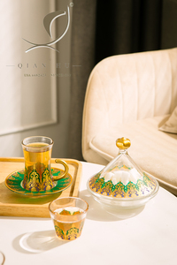 2025 Qian Hu ชุดแก้วกาแฟเอสเพรสโซหรูหรา, สินค้ามาใหม่ส่งตรงจากโรงงานชุดถ้วยชาแก้วตุรกีเอวบาง6ดื่มวินเทจ - Product Image 5