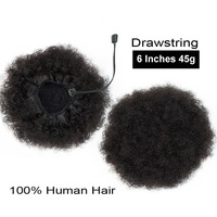Queue de cheval afro bouclée courte en cheveux humains vierges brésiliens, toutes couleurs, avec cordon de serrage, extensions de chignon afro, vente en gros