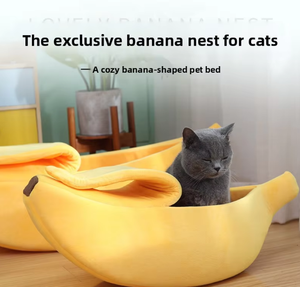 겨울 솔리드 패턴 바나나 모양 애완 동물 침대 애완 동물을위한 따뜻한 반 밀폐 고양이/개/햄스터 하우스 잠자는 매트 - Product Image 4
