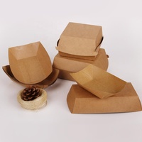 Jetable anti-graisse à emporter papier bateau forme plateaux de nourriture pour la restauration rapide de dessert de crème glacée