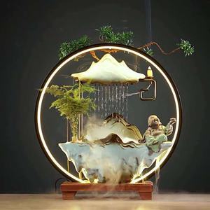 Quemador de Incienso de Cerámica Estilo Chino, Mini Fuente de Agua de Mesa con Luz, Decoración Feng Shui para Hogar y Oficina - Product Image 5