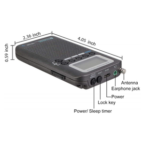 Radio numérique portable à fréquence large AM/FM avec antenne télescopique externe et prise casque pour extérieur - Product Image 2