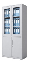 Archivador de Acero con Puerta de Vidrio KD 1850850400, Armario Metálico para Almacenamiento de Documentos de Oficina con Cerradura