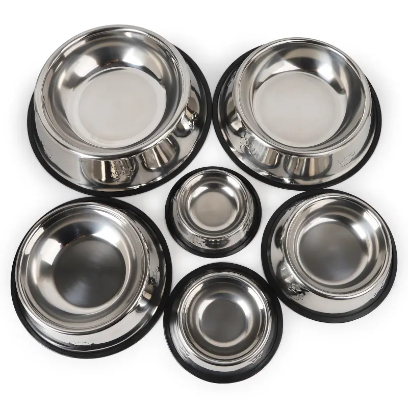 Customized Pet Bowls   Feeders Anti-skid Pet Food Bowl Nonslip Stainless Steel Dog Bowl