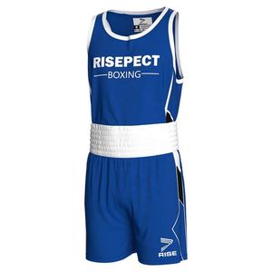 Conjunto Combinado de Competición de Boxeo RISE para Kickboxing y Muay Thai, Pantalones Cortos, Ropa de Competición de Boxeo, Rojo/Azul, Construcción Duradera - Product Image 5