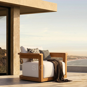 Wasserdichtes Massivholz Outdoor-Sofa-Set Maßgefertigte Teak-Gartenmöbel Luxuriöse Villa-Terrassen-Lounge-<span class=keywords><strong>Couch</strong></span> - Product Image 1