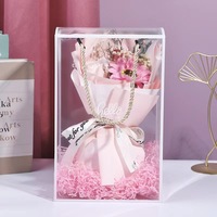 Boîte transparente personnalisée boîte cadeau bricolage fleurs anniversaire boîte d'emballage portable avec logo personnalisé