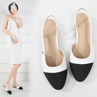 Sandales plates à bout carré pour femme, grande taille, style européen-américain, color block, respirantes, légères et durables, pour le printemps
