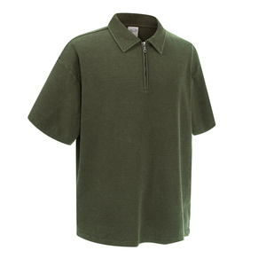 <span class=keywords><strong>Polo</strong></span> da Uomo <span class=keywords><strong>Oversize</strong></span> con Mezza Zip, Manica Corta, Effetto Lavato e Texturizzato, per Streetwear e Uso Quotidiano - Product Image 3